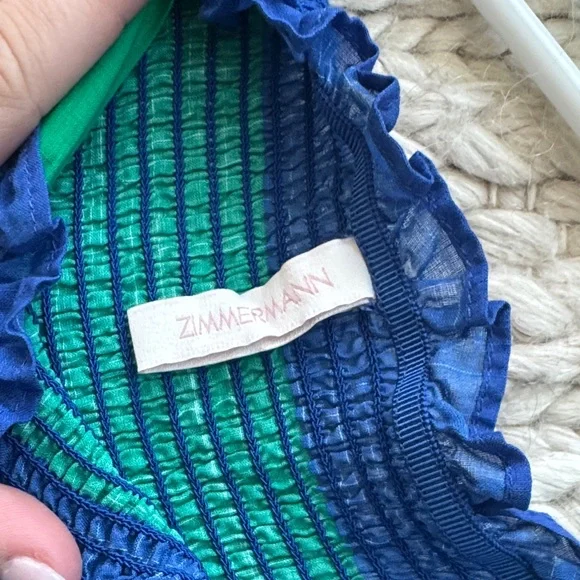 Zimmermann Blue and Green Ruffled dress - Picture 2 of 4